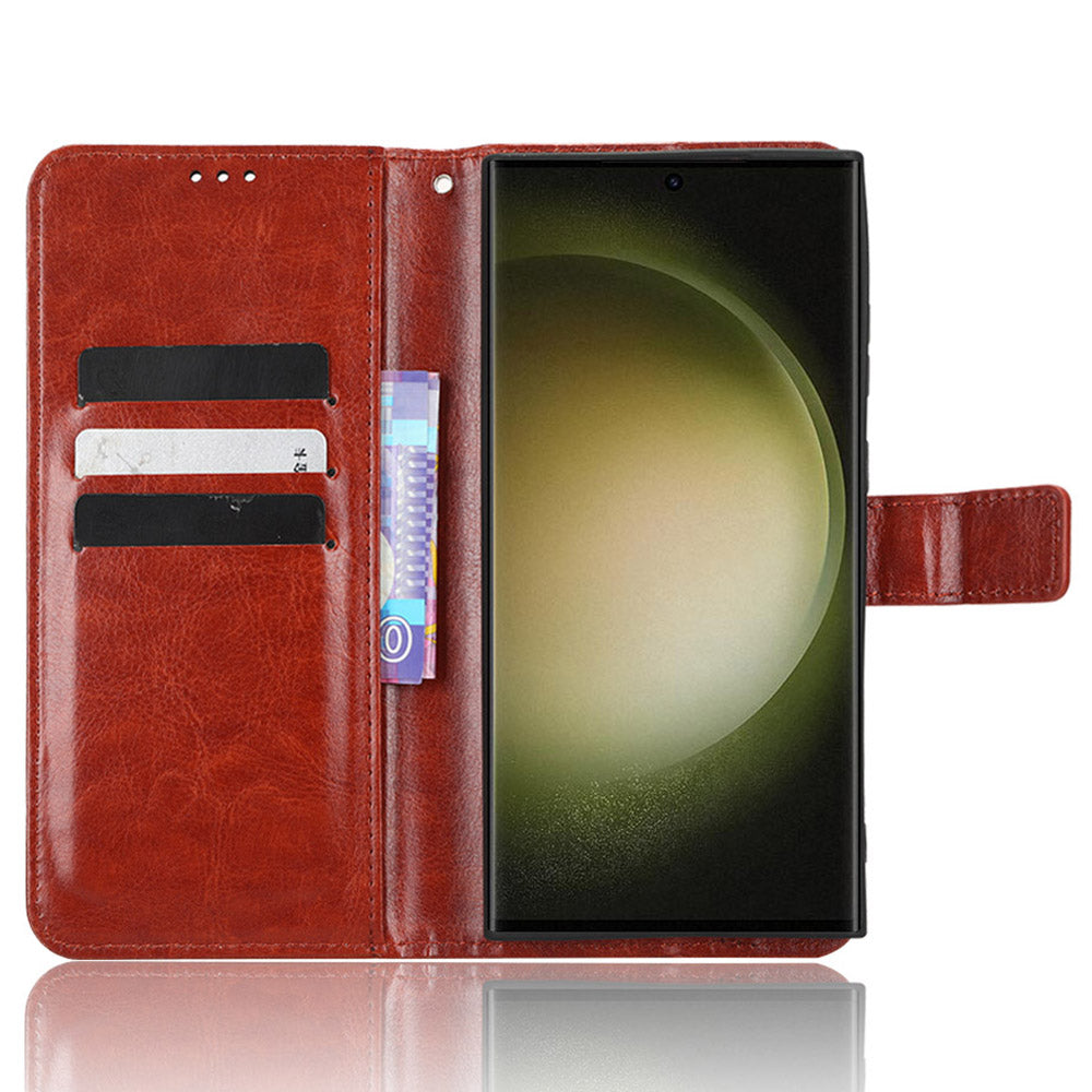 Mobile Phone Case for Samsung Galaxy S23 Ultra Crazy Horse Texture Wallet Stand PU Leather Phone Cover with Strap Mobile Phone Case for Samsung Galaxy S23 Ultra Crazy Horse Texture Wallet Stand PU Leather Phone Cover with Strap
